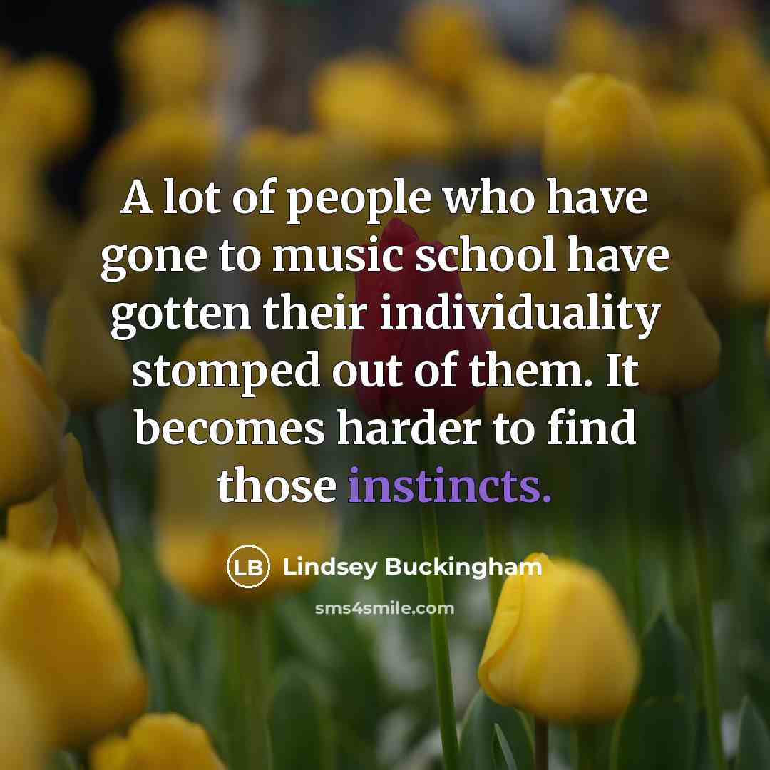 “A lot of people who have gone to music school…” quote by Lindsey Buckingham