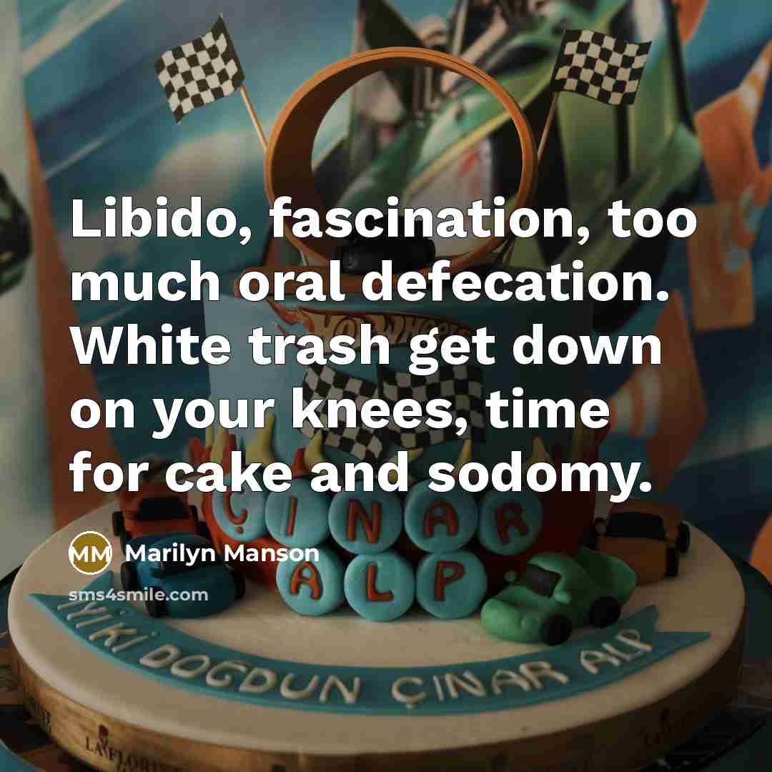 “Libido, fascination, too much oral defecation. White trash get down…” quote by Marilyn Manson