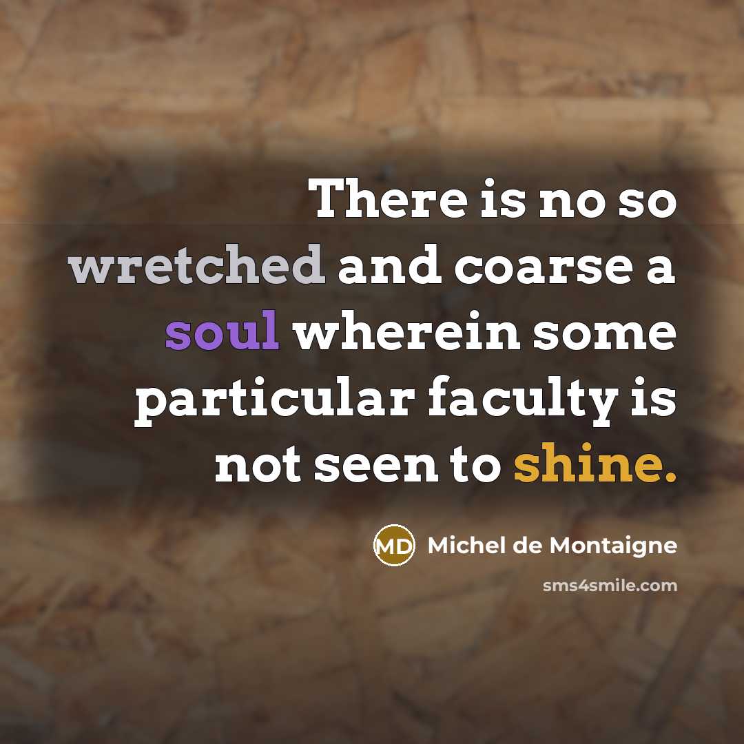 “There is no so wretched and coarse a soul wherein…” quote by Michel de Montaigne
