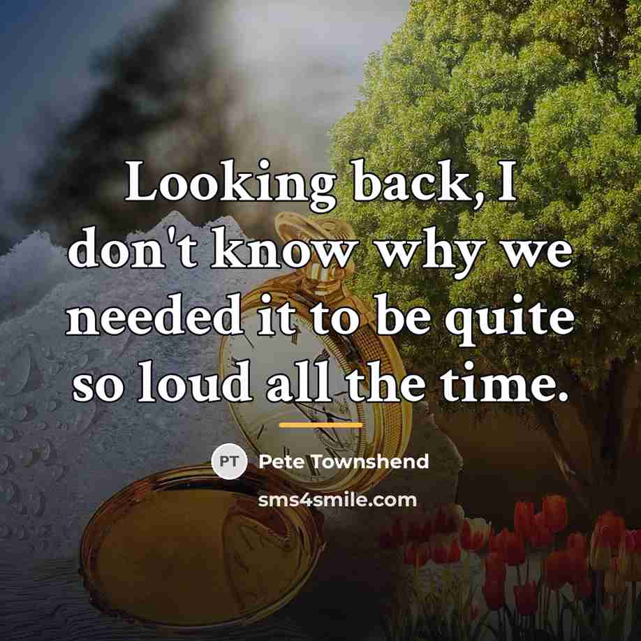“Looking back, I don't know why we needed it to…” quote by Pete Townshend