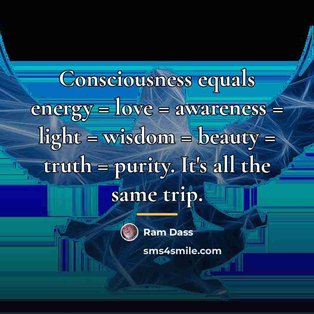 “Consciousness equals energy = love = awareness = light =…” quote by Ram Dass