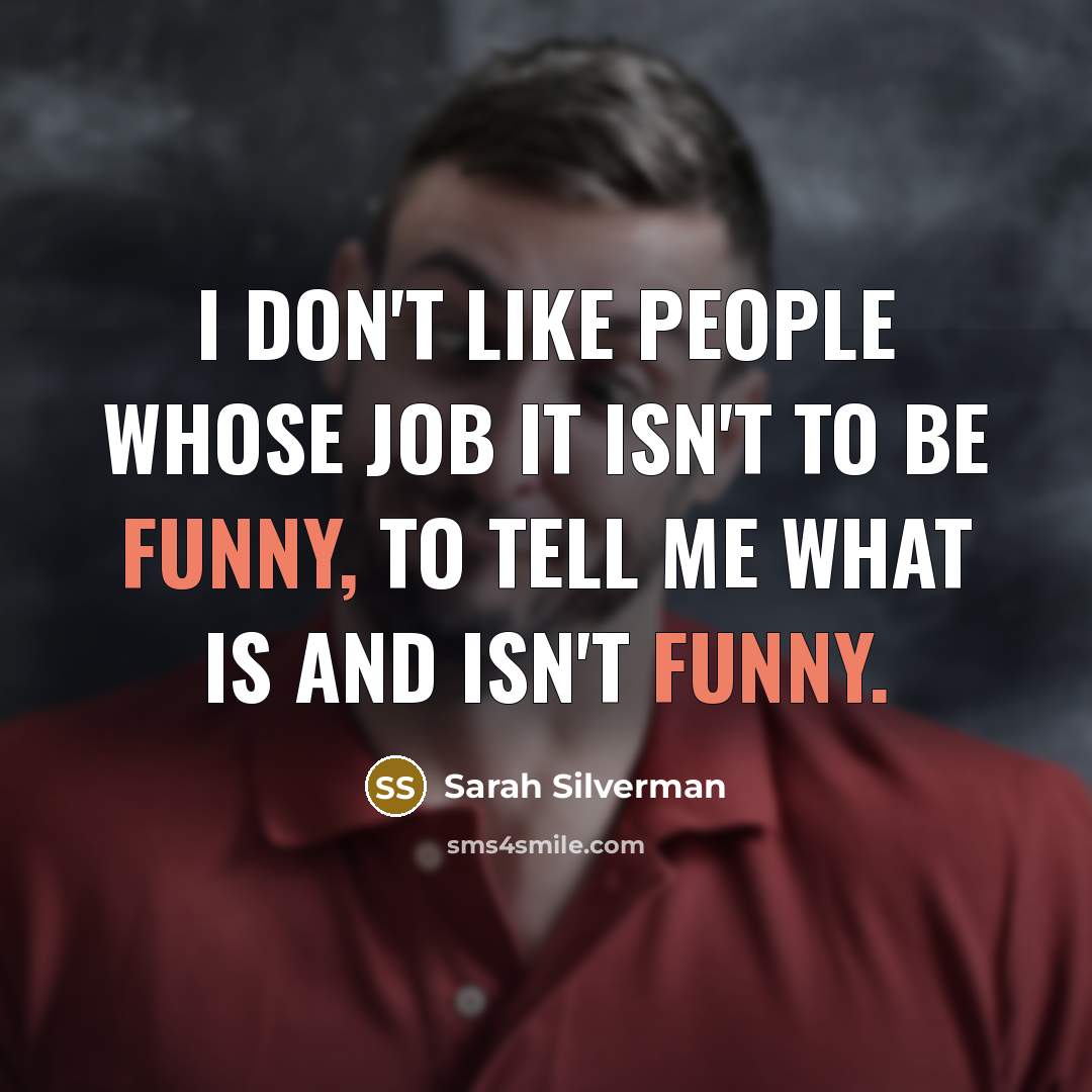 “I don't like people whose job it isn't to be…” quote by Sarah Silverman