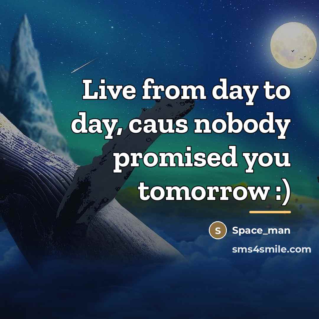 “Live from day to day, caus nobody promised you tomorrow…” quote by Space_man