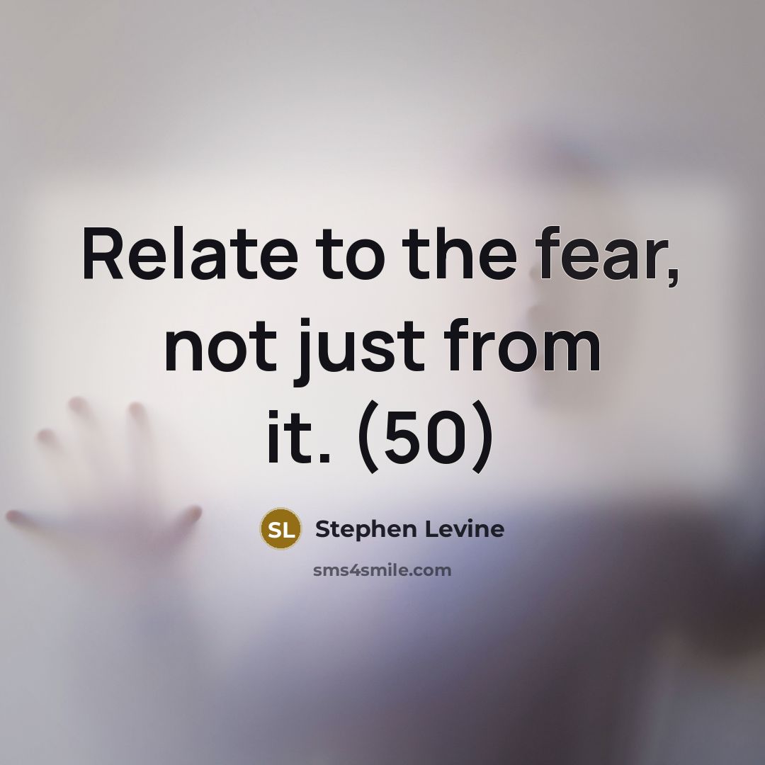 “Relate to the fear, not just from it. (50)…” quote by Stephen Levine