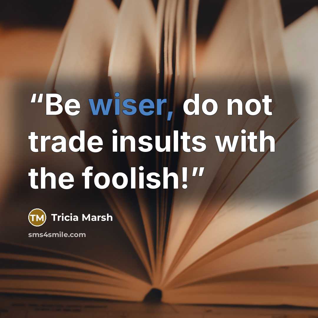 “Be wiser, do not trade insults with the foolish!” quote by Tricia Marsh