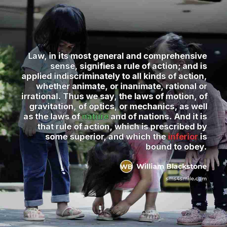“Law, in its most general and comprehensive sense, signifies a…” quote by William Blackstone