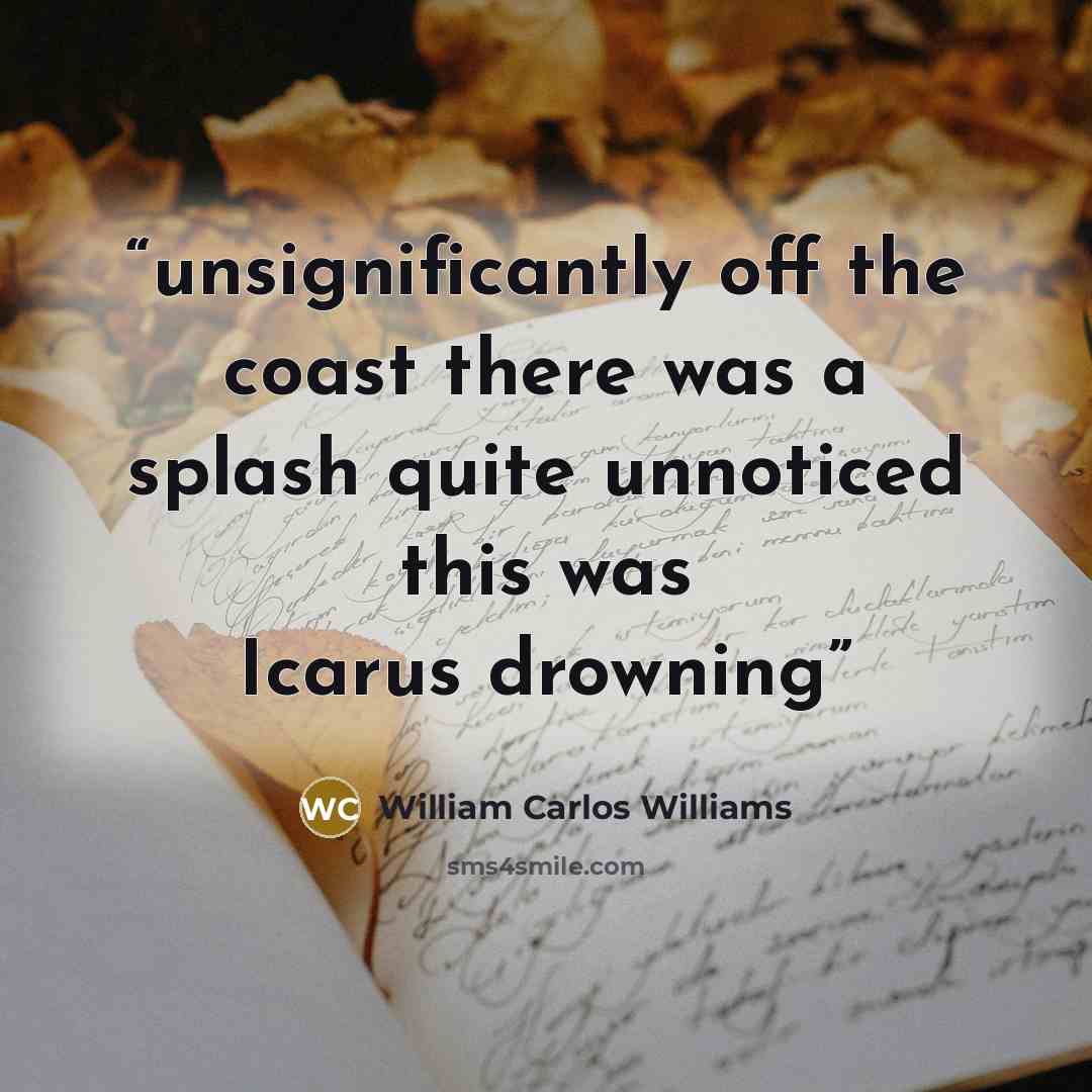 “unsignificantly off the coast there was a splash quite unnoticed this was Icarus drowning” quote by William Carlos Williams
