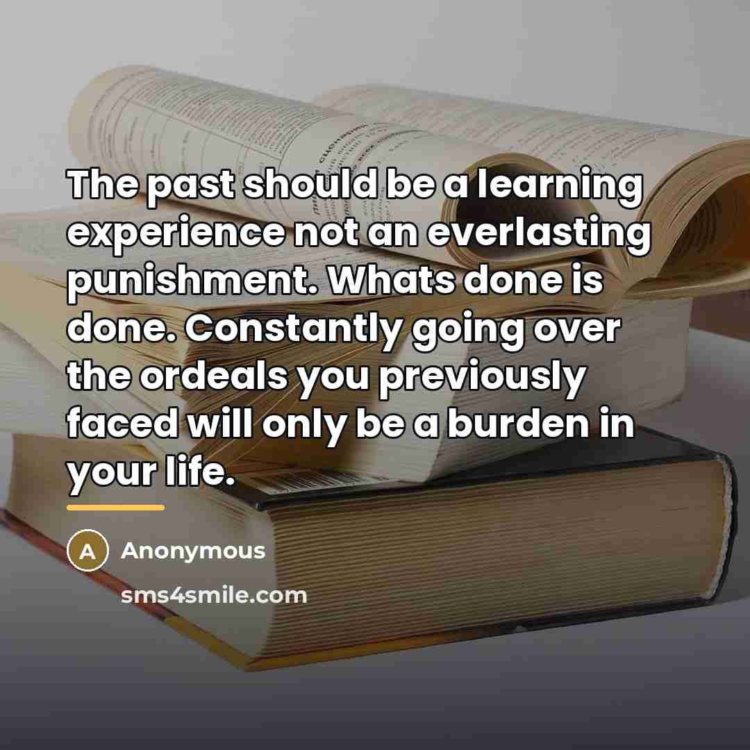 “The past should be a learning experience not an everlasting…” quote by Anonymous