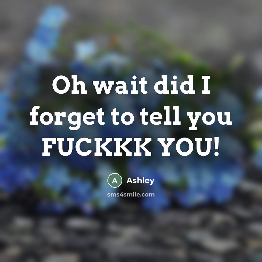 “Oh wait did I forget to tell you FUCKKK YOU!” quote by Ashley