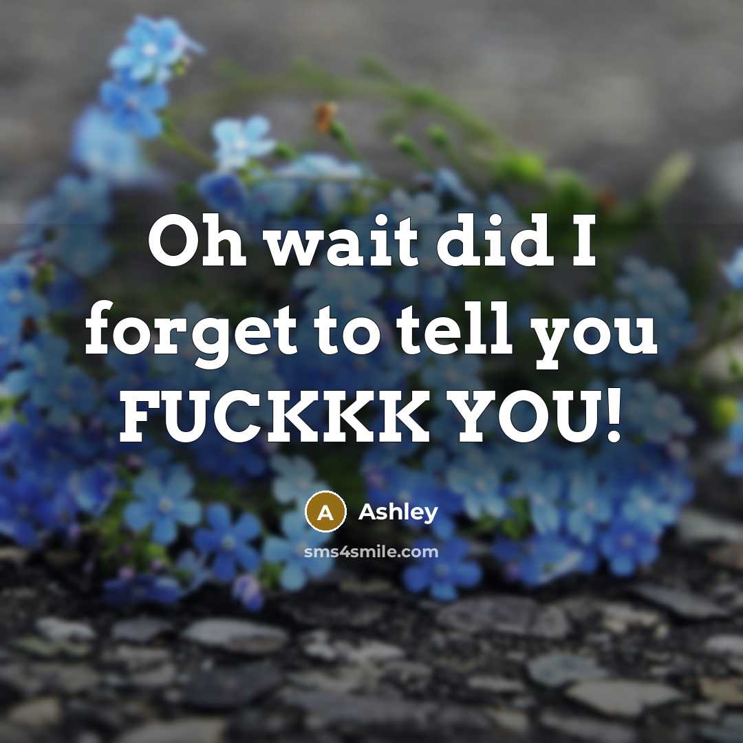 “Oh wait did I forget to tell you FUCKKK YOU!” quote by Ashley