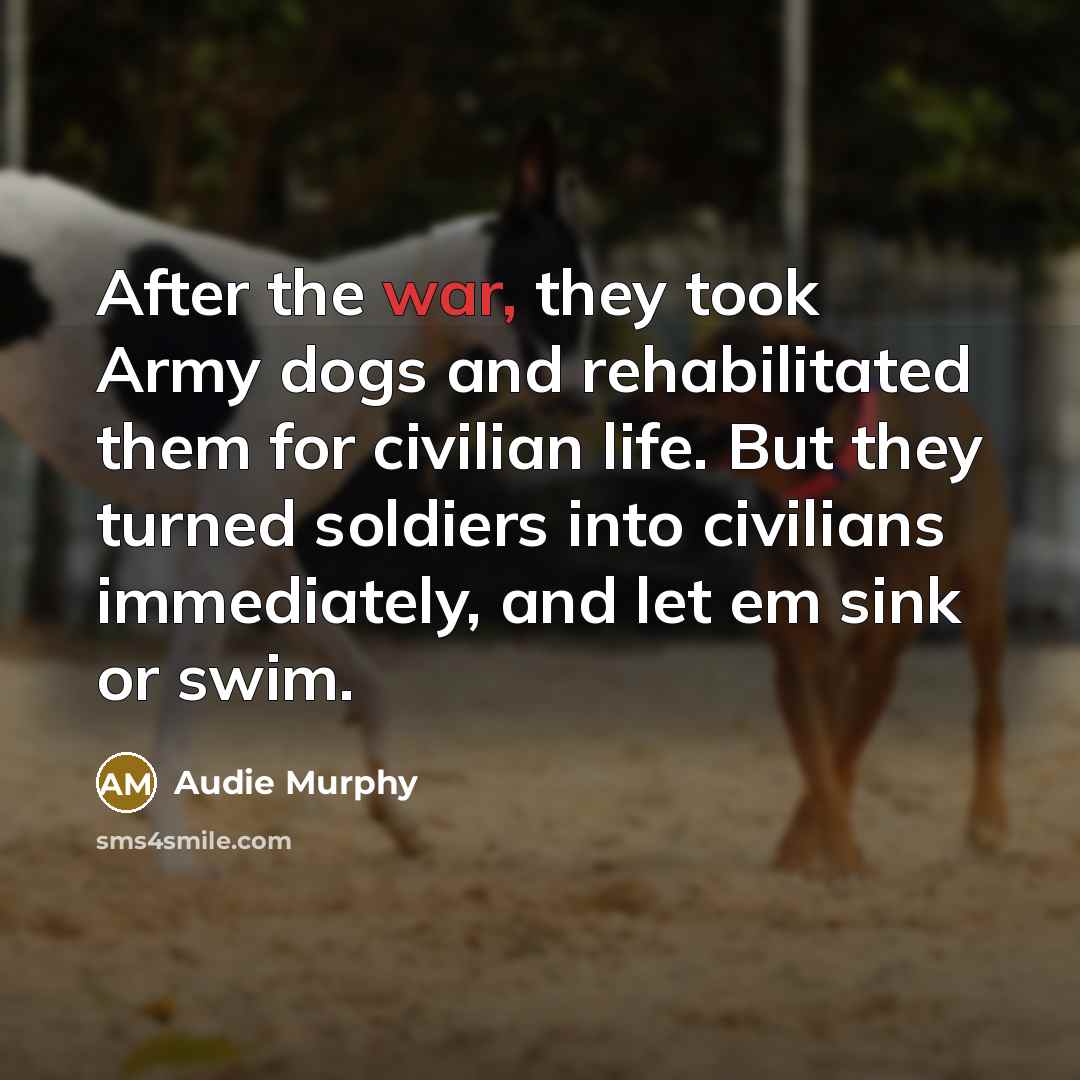 “After the war, they took Army dogs and rehabilitated them…” quote by Audie Murphy