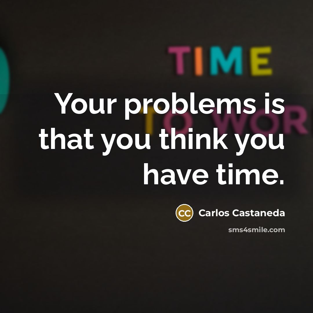 “Your problems is that you think you have time.…” quote by Carlos Castaneda