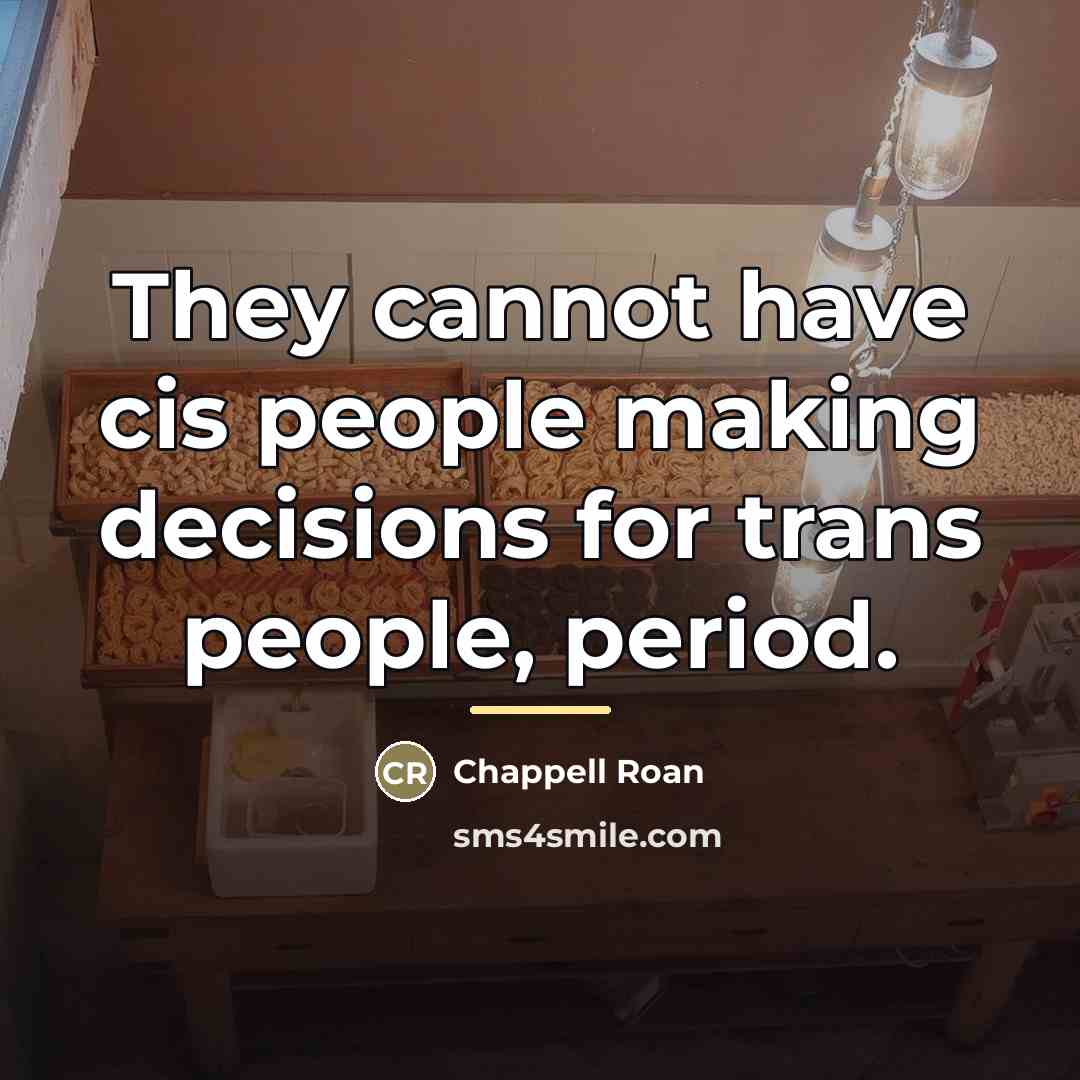 “They cannot have cis people making decisions for trans people,…” quote by Chappell Roan