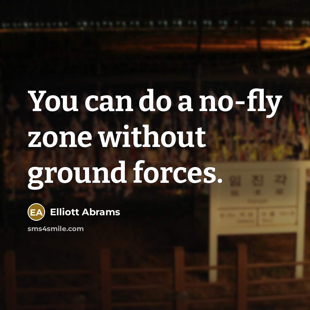 “You can do a no-fly zone without ground forces.…” quote by Elliott Abrams
