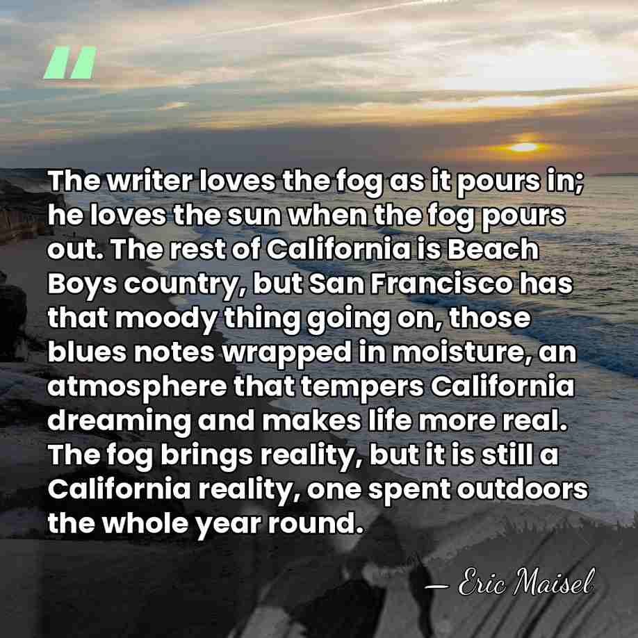 The writer loves the fog as it pours in; he loves the&hellip; - Eric Maisel