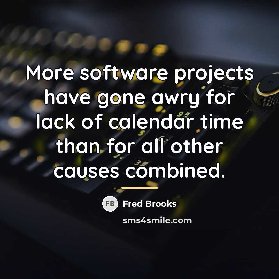 “More software projects have gone awry for lack of calendar…” quote by Fred Brooks
