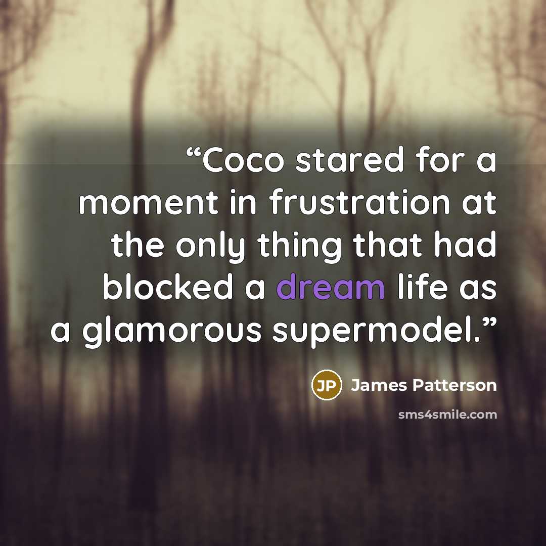 “Coco stared for a moment in frustration at the only thing that had blocked a dream life as a glamorous supermodel.” quote by James Patterson