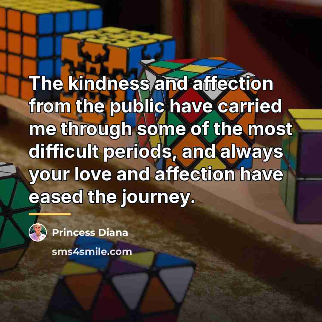 “The kindness and affection from the public have carried me…” quote by Princess Diana