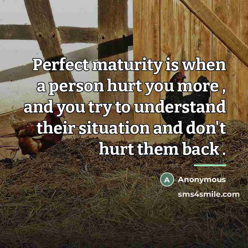 “Perfect maturity is when a person hurt you more ,…” quote by Anonymous