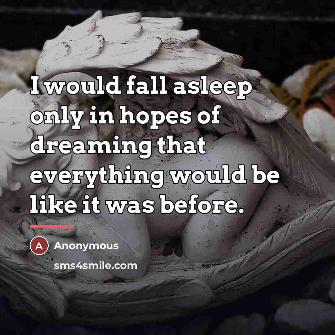 “I would fall asleep only in hopes of dreaming that…” quote by Anonymous