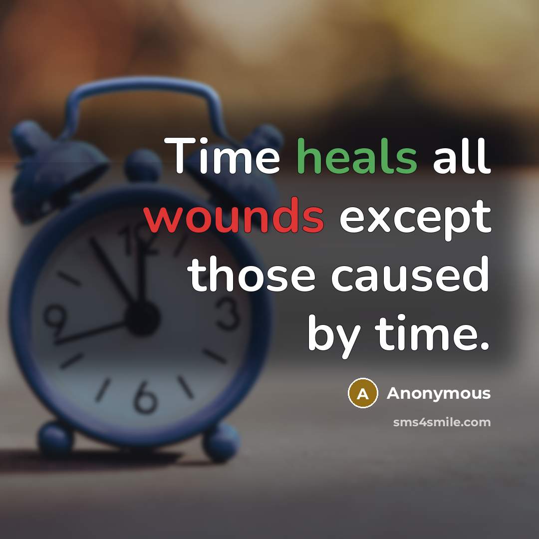 “Time heals all wounds except those caused by time.” quote by Anonymous