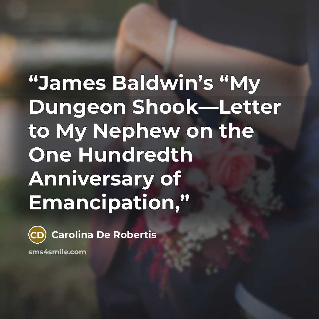 “James Baldwin’s “My Dungeon Shook—Letter to My Nephew on the One Hundredth Anniversary of Emancipation,” quote by Carolina De Robertis