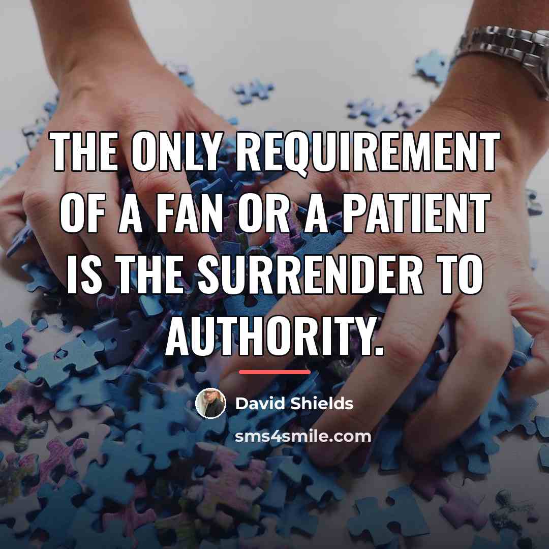 “The only requirement of a fan or a patient is…” quote by David Shields