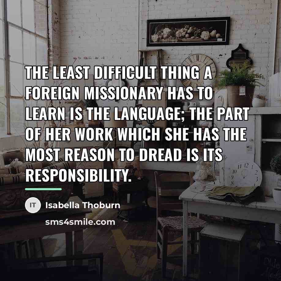 “The least difficult thing a foreign missionary has to learn…” quote by Isabella Thoburn