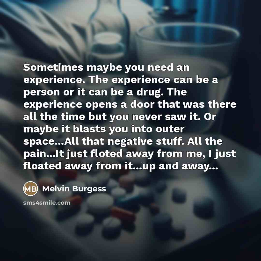 “Sometimes maybe you need an experience. The experience can be…” quote by Melvin Burgess