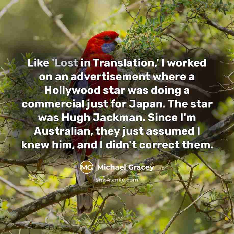 “Like 'Lost in Translation,' I worked on an advertisement where…” quote by Michael Gracey