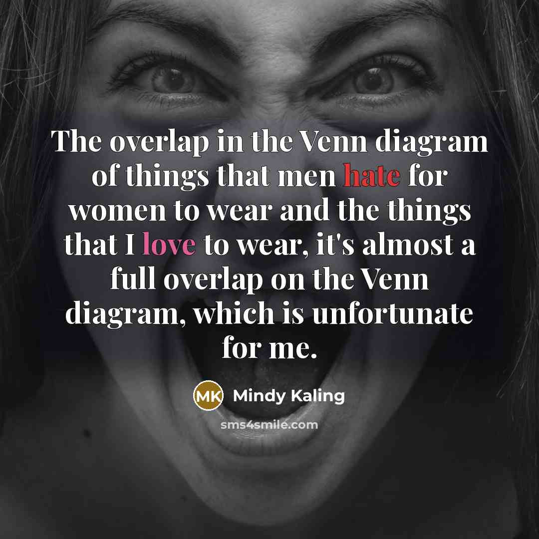 “The overlap in the Venn diagram of things that men…” quote by Mindy Kaling