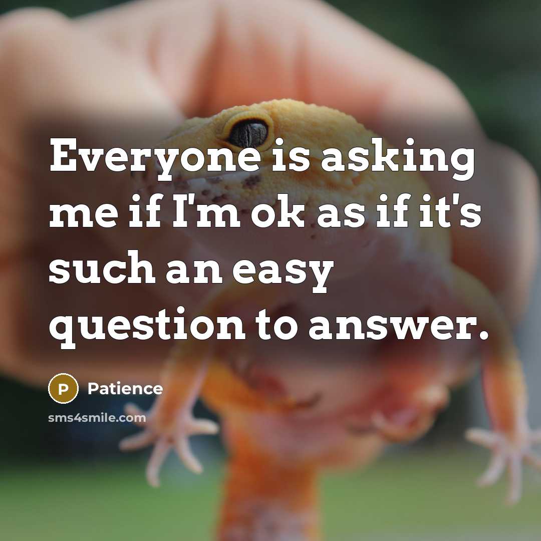“Everyone is asking me if I'm ok as if it's…” quote by Patience
