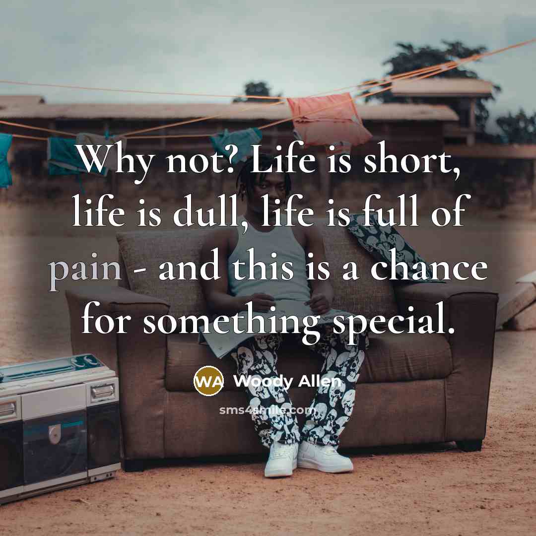 “Why not? Life is short, life is dull, life is…” quote by Woody Allen