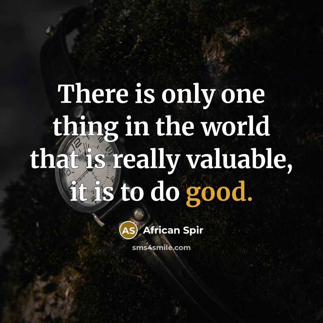 “There is only one thing in the world that is really valuable, it is to do good.” quote by African Spir
