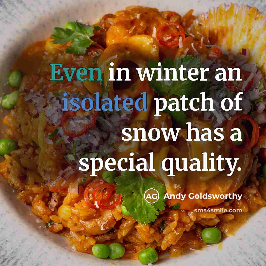 “Even in winter an isolated patch of snow has a special quality.” quote by Andy Goldsworthy