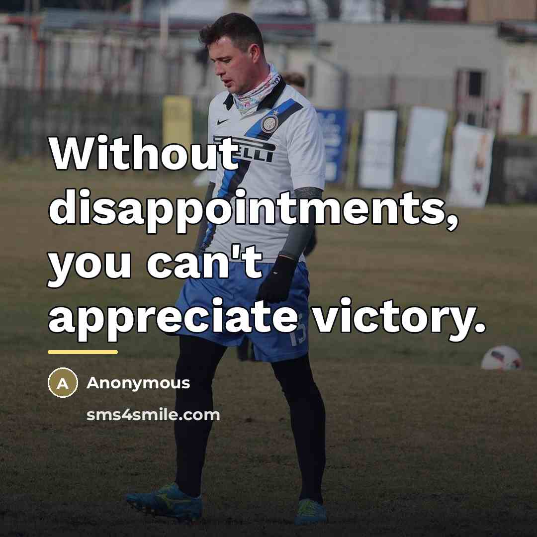 “Without disappointments, you can't appreciate victory.…” quote by Anonymous