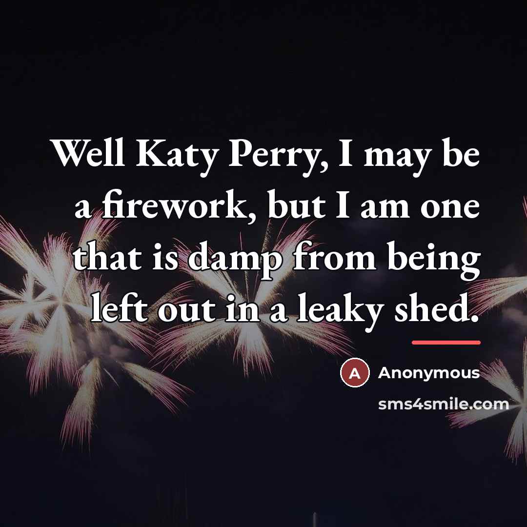“Well Katy Perry, I may be a firework, but I…” quote by Anonymous