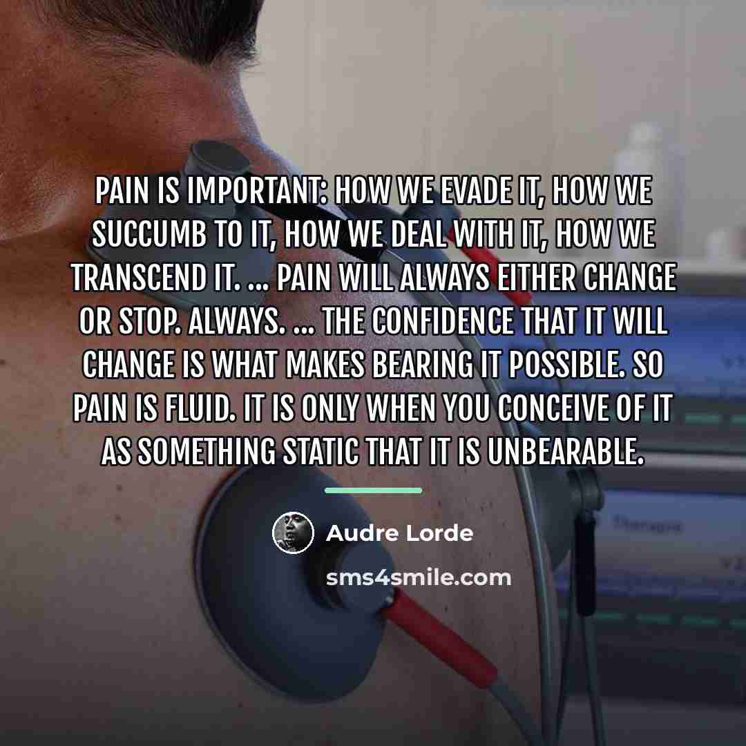 “Pain is important: how we evade it, how we succumb…” quote by Audre Lorde