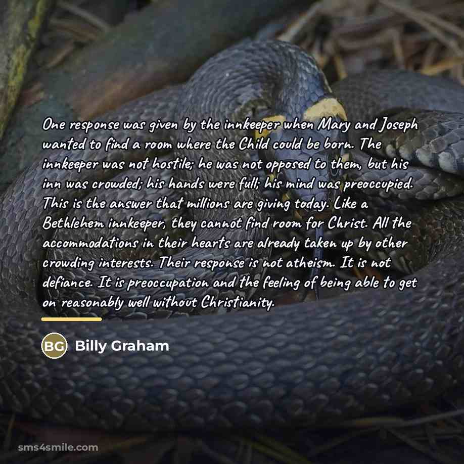 “One response was given by the innkeeper when Mary and…” quote by Billy Graham