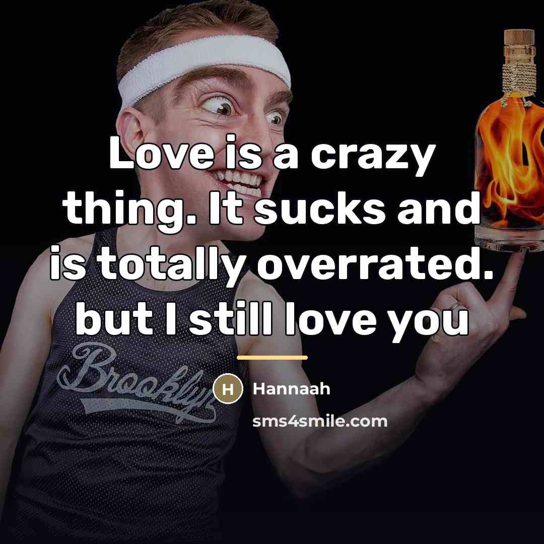 “Love is a crazy thing. It sucks and is totally…” quote by Hannaah