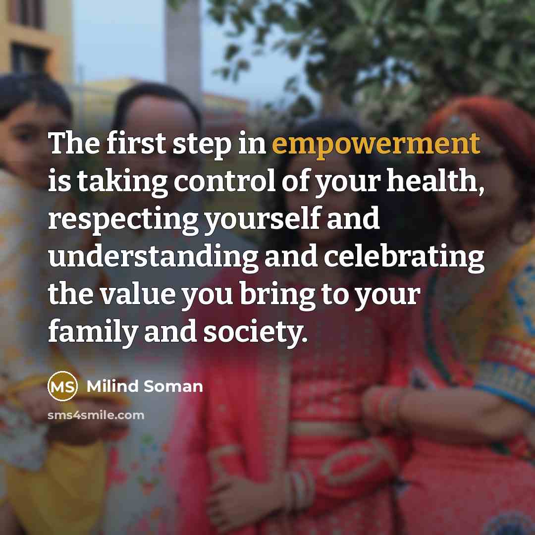 “The first step in empowerment is taking control of your…” quote by Milind Soman