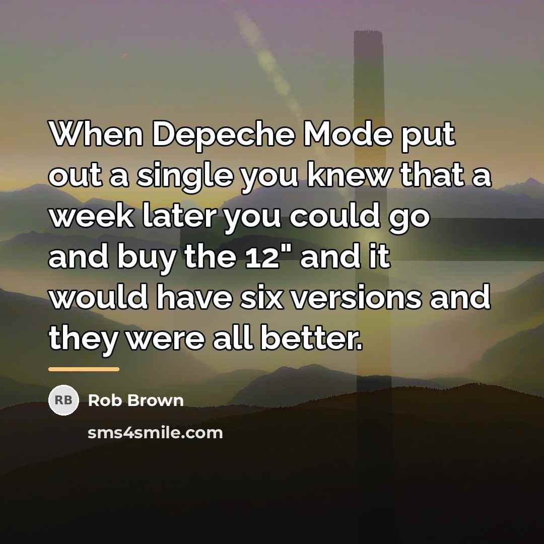 “When Depeche Mode put out a single you knew that…” quote by Rob Brown