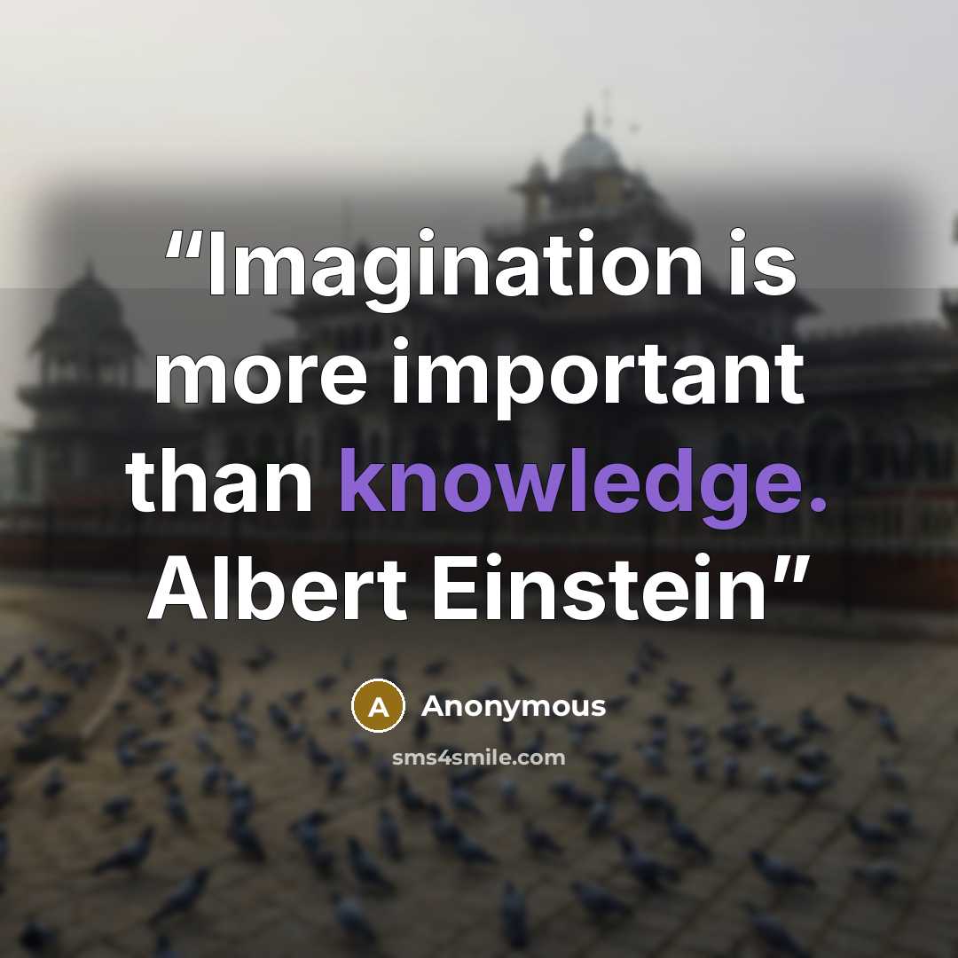 “Imagination is more important than knowledge. Albert Einstein” quote by Anonymous