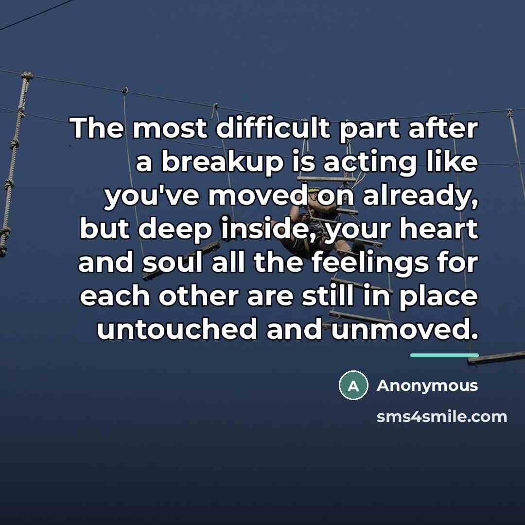 “The most difficult part after a breakup is acting like…” quote by Anonymous