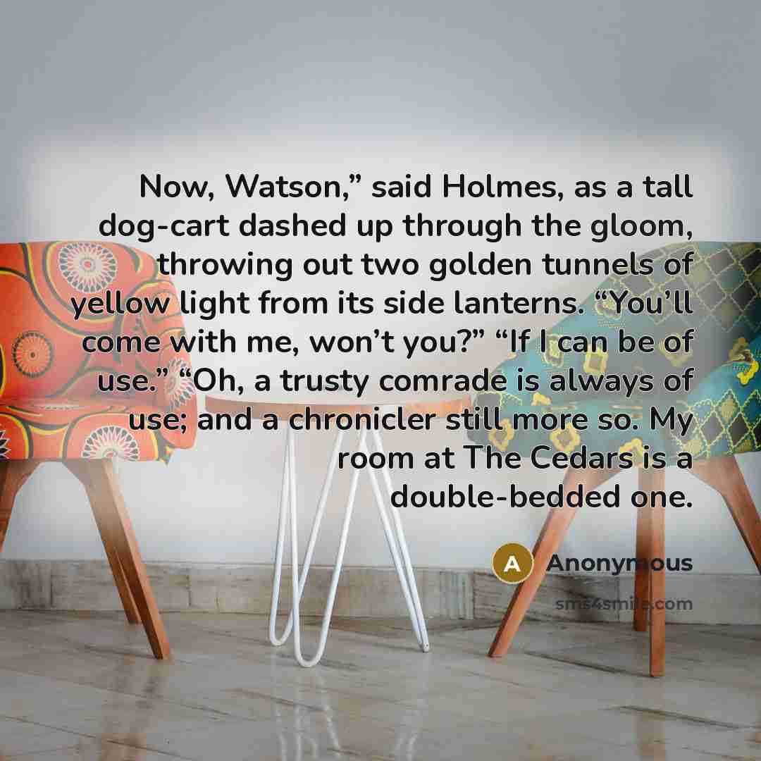 “Now, Watson,” said Holmes, as a tall dog-cart dashed up…” quote by Anonymous