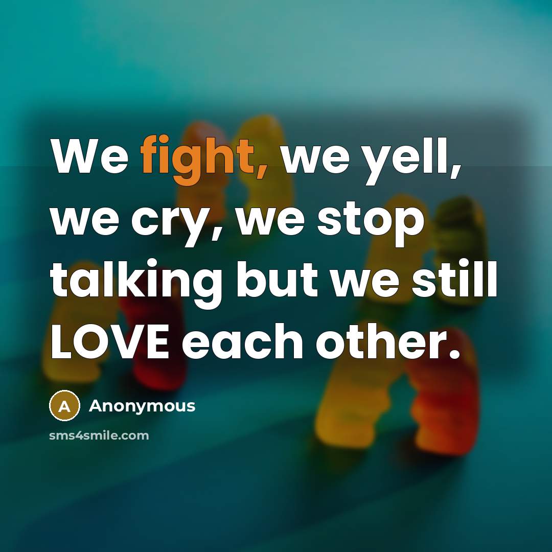 “We fight, we yell, we cry, we stop talking but…” quote by Anonymous