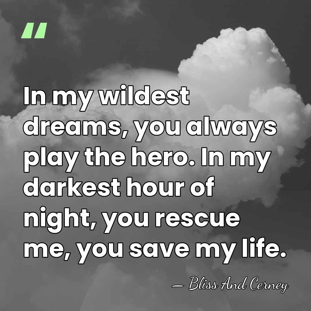 In my wildest dreams, you always play the hero. In my darkest&hellip; - Bliss And Cerney
