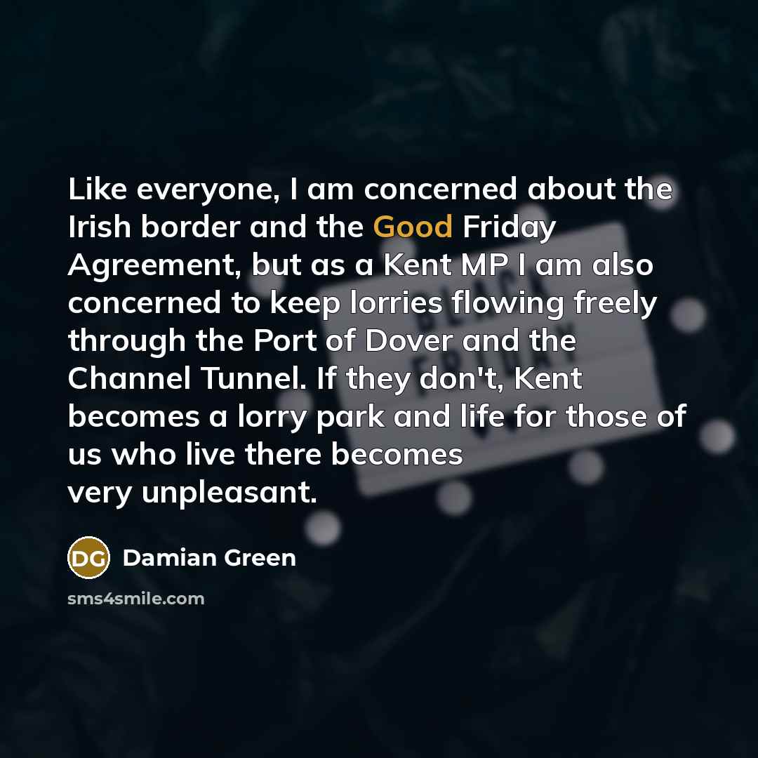 “Like everyone, I am concerned about the Irish border and…” quote by Damian Green