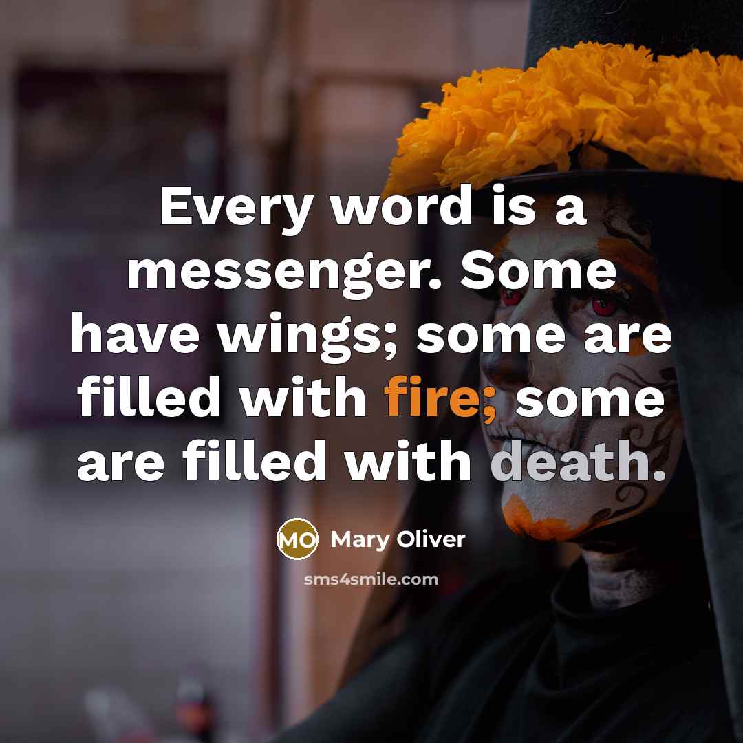 “Every word is a messenger. Some have wings; some are…” quote by Mary Oliver