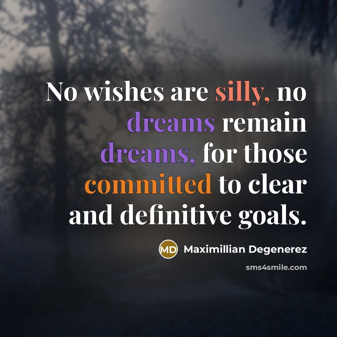“No wishes are silly, no dreams remain dreams, for those…” quote by Maximillian Degenerez